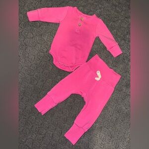 Little One Shop Co Hot Pink Onesie and Pants Set